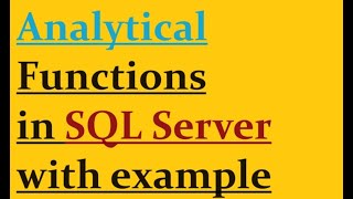 Analytic Functions in Sql Server
