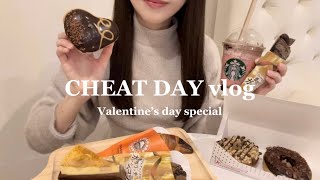 【チートday】バレンタイン期間限定チョコスイーツを好きなだけ食べる🍩🍰🍫クリスピークリームドーナツ，サンマルク，スタバの新作たち