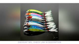 Minnow Fishing Lures Set com Gancho de Penas Isca Artificial Crankbait Catch Bass Faster 9cm 7g 10Pc