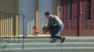 Raw video: Mourner lays flowers for Half Moon Bay shooting victims, describes her grief