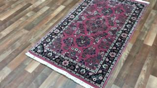 Pink and Black Fine Sarouk Oriental Small Area Rug 3'X5'2 - AT 1258