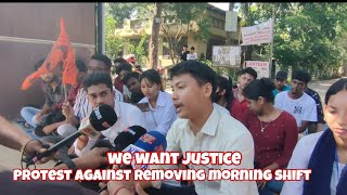 Protest against removing morning shift// hojai college