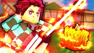 Using AWAKENED FLAME to become TANJIRO the DEMON SLAYER… (Roblox Blox Fruits)