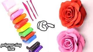how to make flower rose/easy make rose flower/clay rose tutorial #rose #flowers