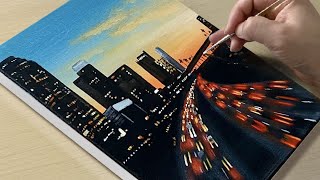 Cityscape Painting / Acrylic Painting for Beginners