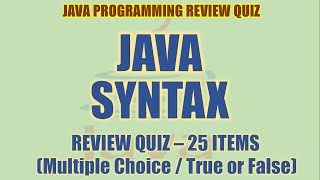 Java Syntax Review Quiz | Java Programming Tutorial Series
