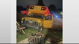 Georgia couple now has thousands in repair bills | Alleged drunk driver crashes school bus into yard