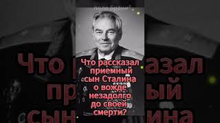 Что рассказал приемный сын Сталина о вожде незадолго до своей смерти? #shorts