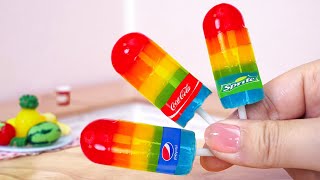Rainbow Ice Cream 🌈 Frozen Miniature Coca Fanta Pepsi Popsicles Recipe 🍦 Mini Ca