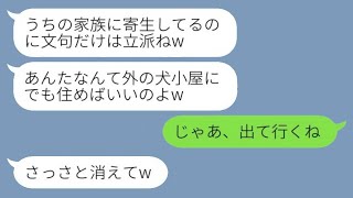 兄嫁の私を寄生虫のように扱い、里帰り出産中の義妹が「外の犬小屋に住めば？」と言った結果、温厚な嫁が怒って出て行った。