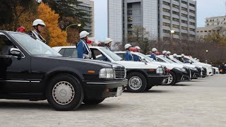 静岡県警察【令和6年年末の交通安全県民運動出発式】車両部隊出発【セドリックパトカー参加】