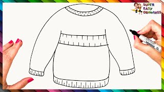 How To Draw A Sweater Step By Step - Sweater Drawing Easy