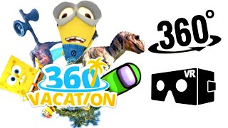 360 Vacation VR - Best 3D animation videos Coasters Jurassic World Among Us SpongeBob Compilation