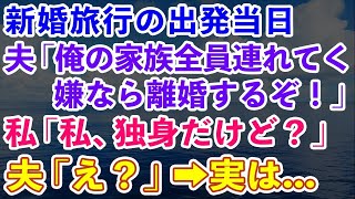 【スカッとする話】新婚旅行の出発当日、夫「俺の家族全員連れて行く！嫌なら離婚な」私「いいけど、私まだ独身よ？」夫「え？」→実は...【修羅場】【総集編】