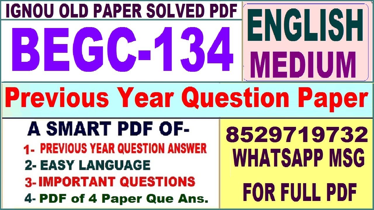 BEGC 134 Previous Year Question Paper Solved In English || Begc 134 ...