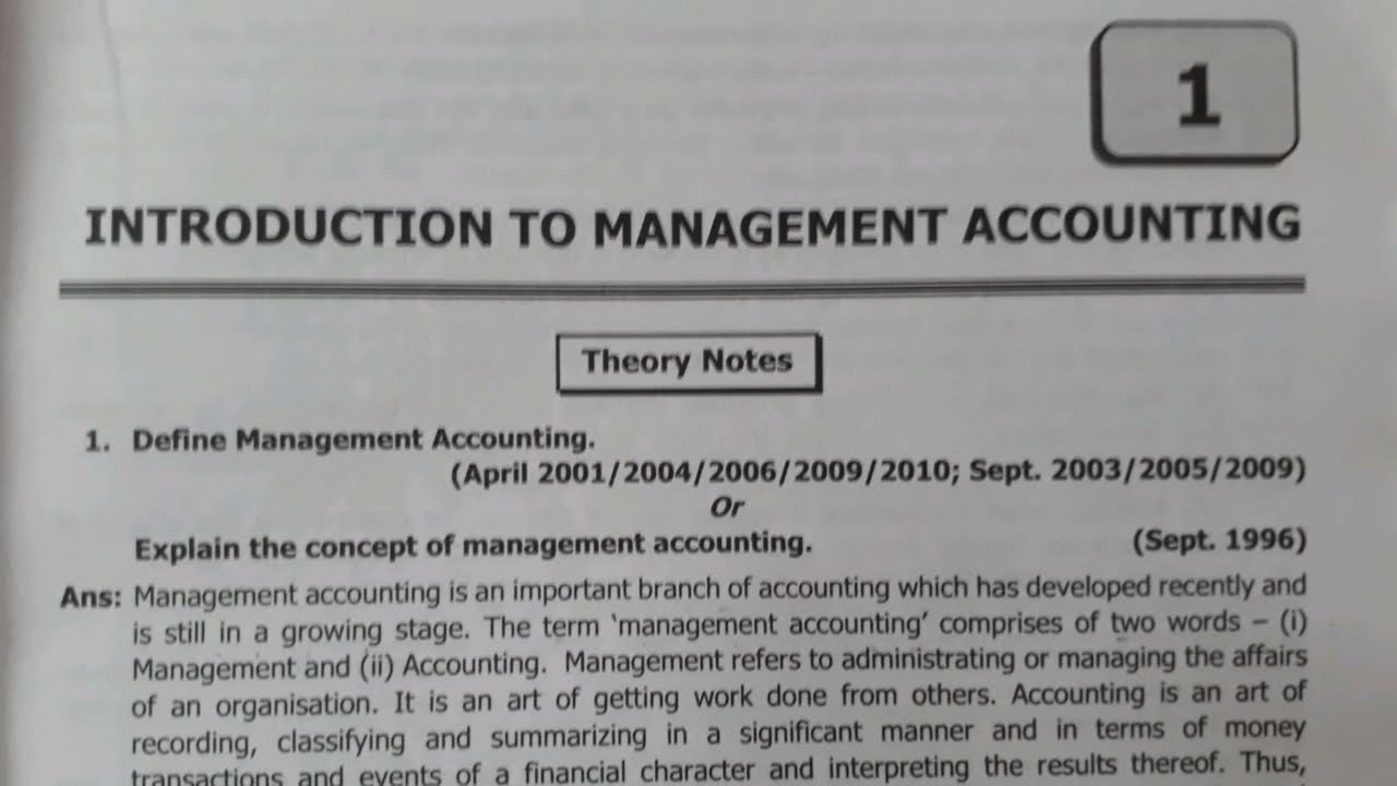 Introduction To Management Accounting Bcom 5th Semester # ...