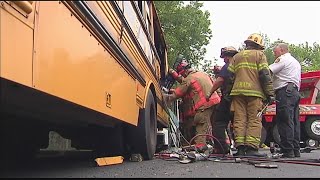 Evansville firefighters practice school bus rescue training