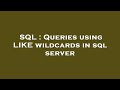 SQL : Queries using LIKE wildcards in sql server