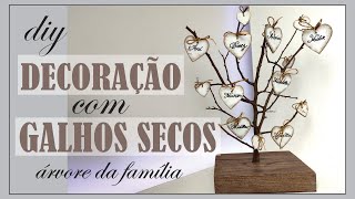 DIY | COMO FAZER DECORAÇÃO COM GALHOS SECOS ÁRVORE GENEALÓGICA DA FAMÍLIA | MANUALIDADES DA MÁRIS