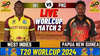 Live: WI VS PNG ,T20 World Cup  Match 2 | Live Scores & Commentary | West Indies Vs Papua New Guinea