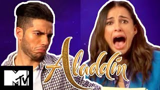 Aladdin Stars Mena Massoud & Naomi Scott Play Disney Movies Pictionary | MTV Mov