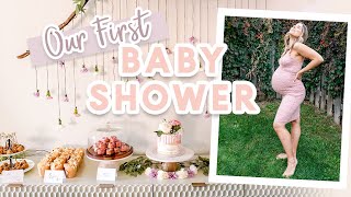 OUR FIRST BABY SHOWER | DIY Boho Floral Decor, Games & Healthy Snacks!