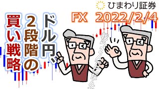 FX【ドル円予想】上げたら買い足し！2段階の買い戦略は即時撤退となるのか？【ローソク足トレード手法】2022年2月4日