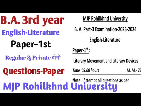 BA 3rd Year English-Literature Question Paper-1st Model Paper-2023-24 ...