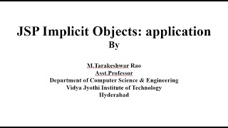 JSP Implicit Objects: application