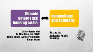Climate emergency, housing crisis: connections and solutions
