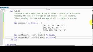 Visual Basic - Multidimensional Arrays