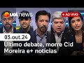 Debate na Globo terá candidatos sob tensão; morre Cid Moreira; Datafolha e+ ao vivo | UOL News