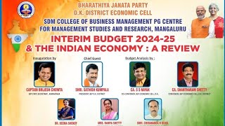 CA S.S.Nayak Speaks on Interim Budget 2024-25 at SDM College, Mangalore on 10-02-2024