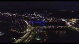 新北市新店區環河路 陽光橋 夜間 鳥瞰景