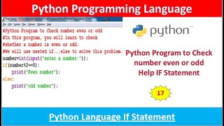 #sssci2022 Python Program to Check even number or odd number #pythonprogramminglanguage