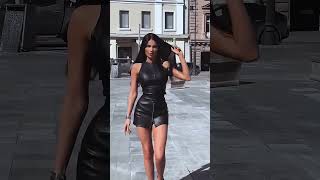 Beautiful black leather high waist minidress for the day #fashion #style #outfit #shorts