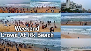 Huge Crowd At Rk Beach Vizag |Weekend Crowd |Summer effect |Cyclone effect in Vizag Beach#Beachlover