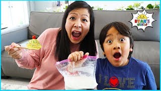 Ryan Leans how to Make Homemade Ice Cream In a bag science experiment!