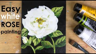 **NEW*** Easy White Rose Painting/Acrylic Painting for Beginners/ Step by Step tutorial