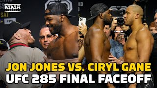 Jon Jones Has Tense Final Staredown With Ciryl Gane, Conor McGregor Makes Cameo | UFC 285