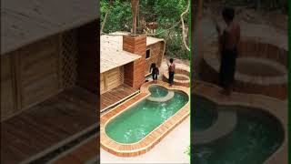 Building Jungle Villa and Swimming Pool with Decoration Private Living Room
