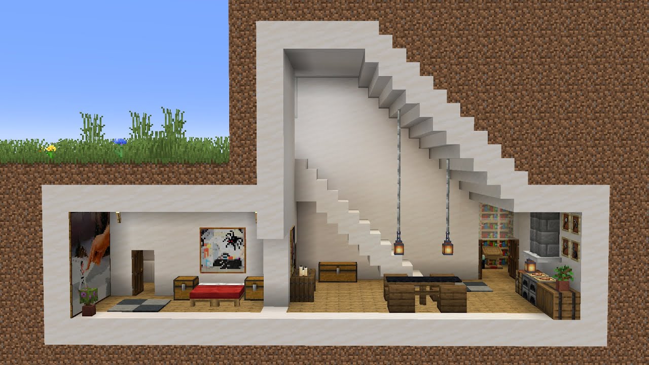 Minecraft How To Build A Underground Mountain Bunker Tutorial Youtube