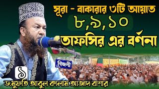 সূরা বাকারা ৩ টি আয়াত ৮,৯,১০ তাফসির এর বর্ণনা। ড. আবুল কালাম আজাদ বাশার