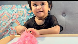 Mesmerizing Baby's First Encounter with Slime! 🌟 Prepare to be Charmed! #BabySlimeFun #viralvideo