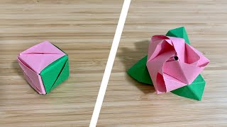 How to make an Origami Magic Rose Cube | Difficulty Level: ●●○○○ | (Valerie Vann)