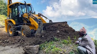 Finally Completed!! Clearing Landslide Dirt for Mountain Villagers, Vehicles with JCB Backhoe