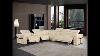 1126-Global United 7-Piece  4-Power Reclining Italian Leather Sectional