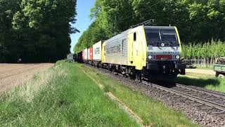 E189-203 RFO With Container Train at Breyell Germany, May 8-2022 👍👍👍👍👍🚂🎥 Train ➡️Germany Far Away!!!