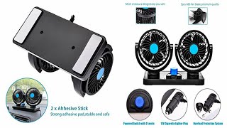 Trest Car Fan 12V 360 Degree Rotatable Dual Head 2 Speed Quiet Strong Dashboard Auto Cooling B. L. d