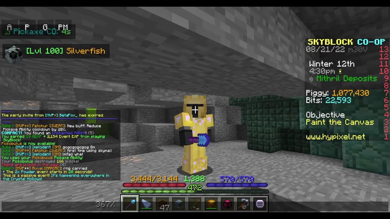 Insta Mining Ch Mithril Hypixel Skyblock Youtube